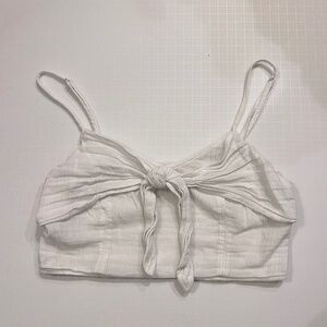 Aerie White Tie Front Crop Tank Top - XS